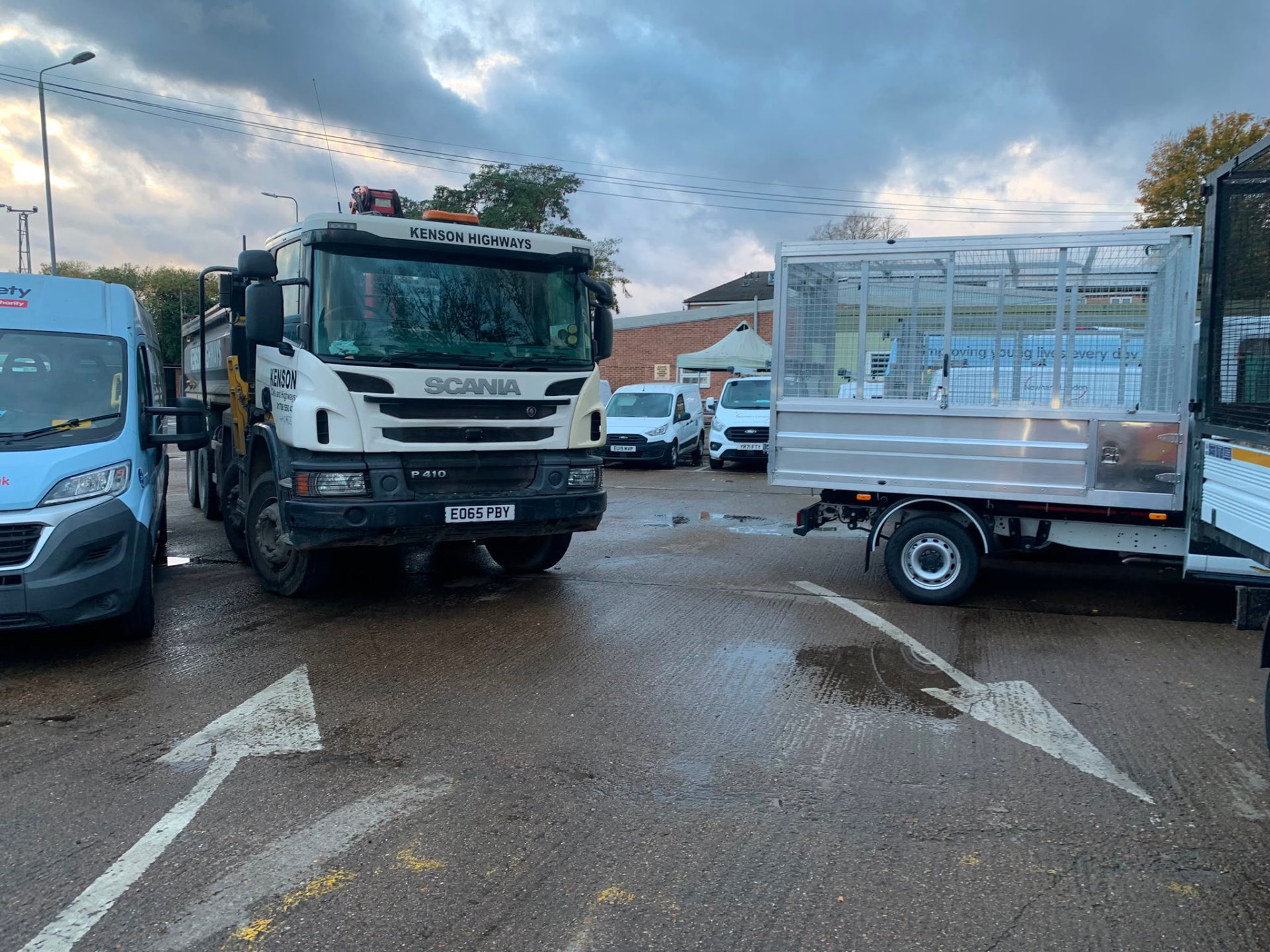 Commercial fleet vehicles at a yard